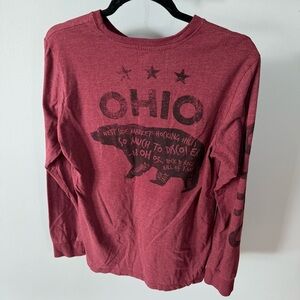 State Of Mine Ohio Long Sleeve Pocket T Shirt Mens Size Medium Dark Red